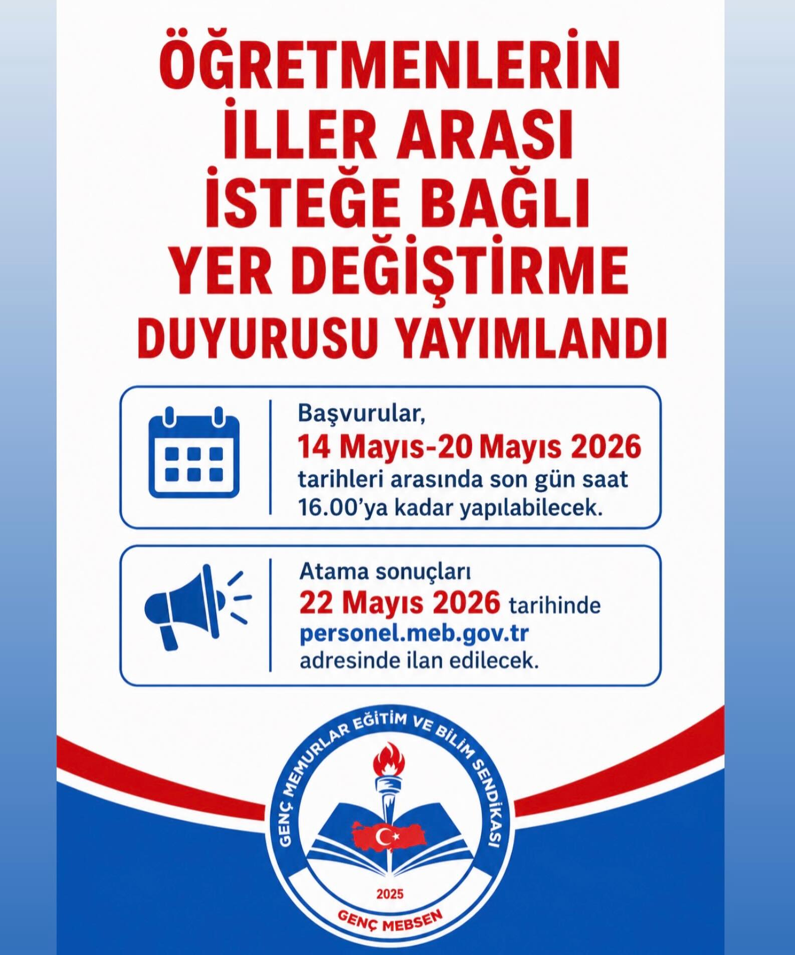 Öğretmenlerin İller Arası İsteğe Bağlı Yer Değiştirme Duyurusu Yayımlandı